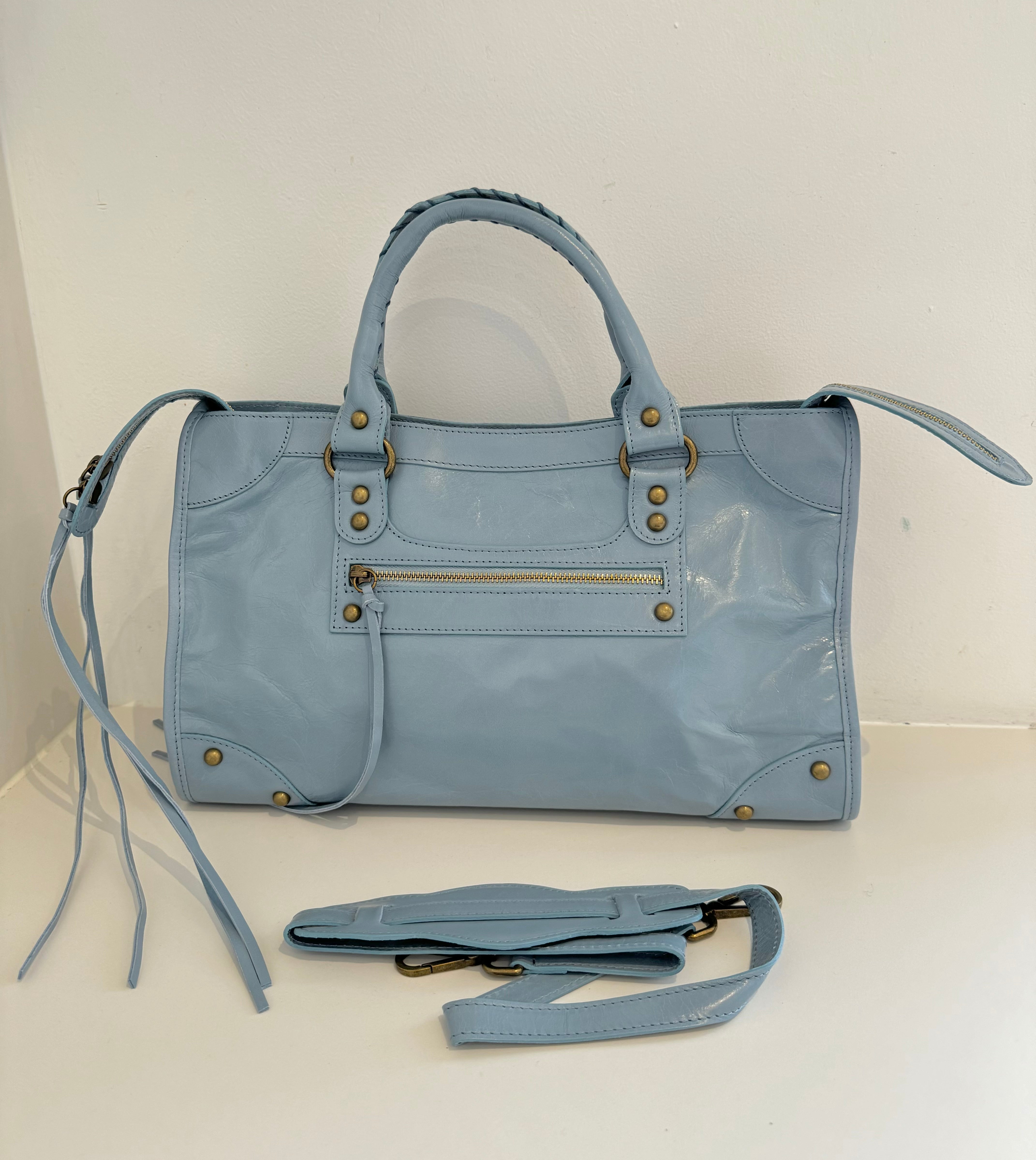 Sac Saga Bleu ciel en Cuir