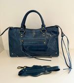 Sac Saga Bleu canard en Cuir