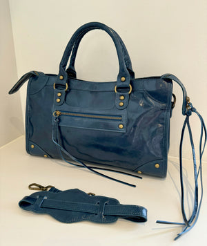 Sac Saga Bleu canard en Cuir