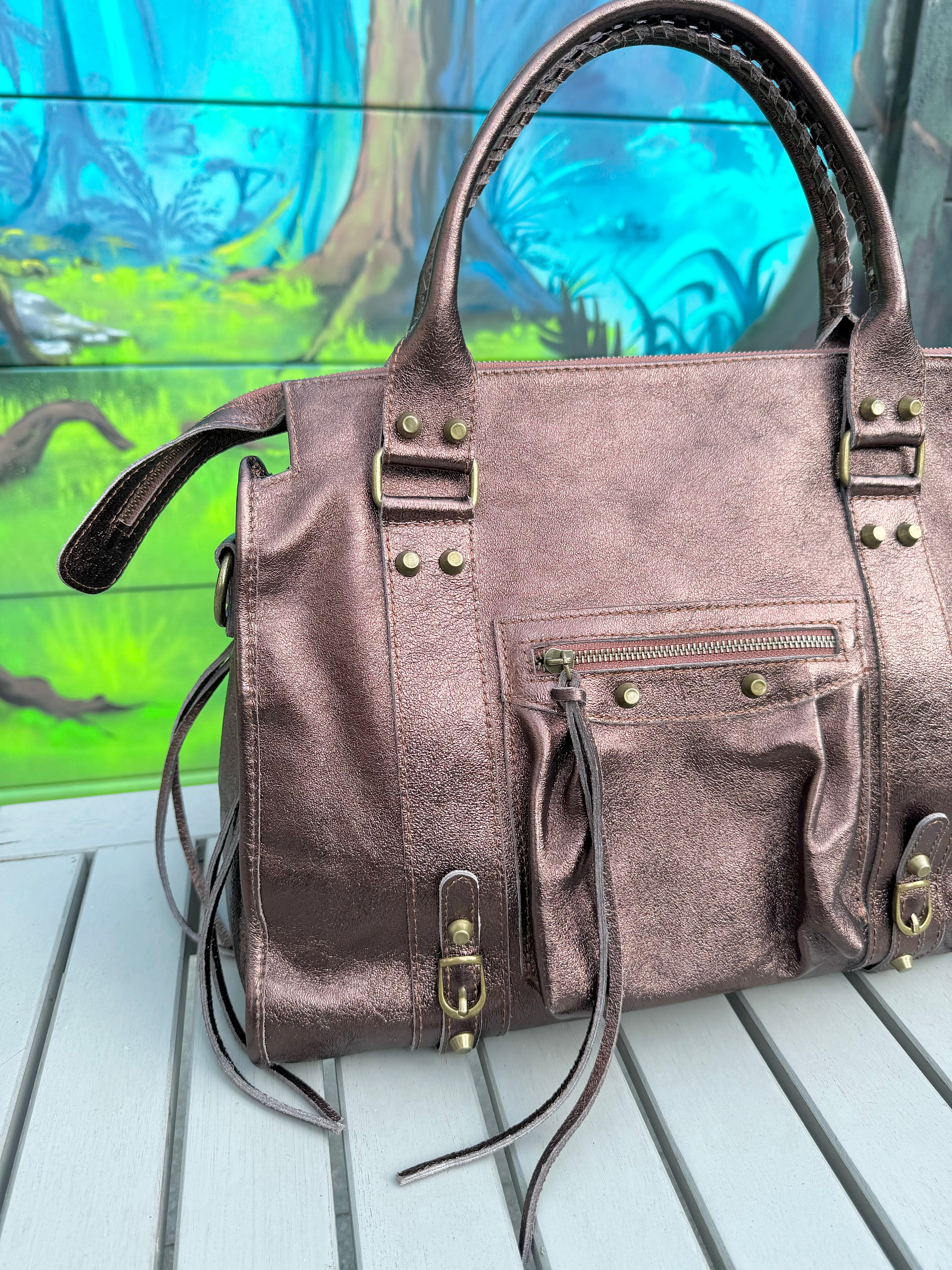 Sac Baba XL Marron en Cuir métallisé