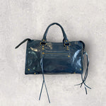 Sac Saga Bleu canard en Cuir