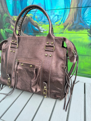 Sac Baba XL Marron en Cuir métallisé