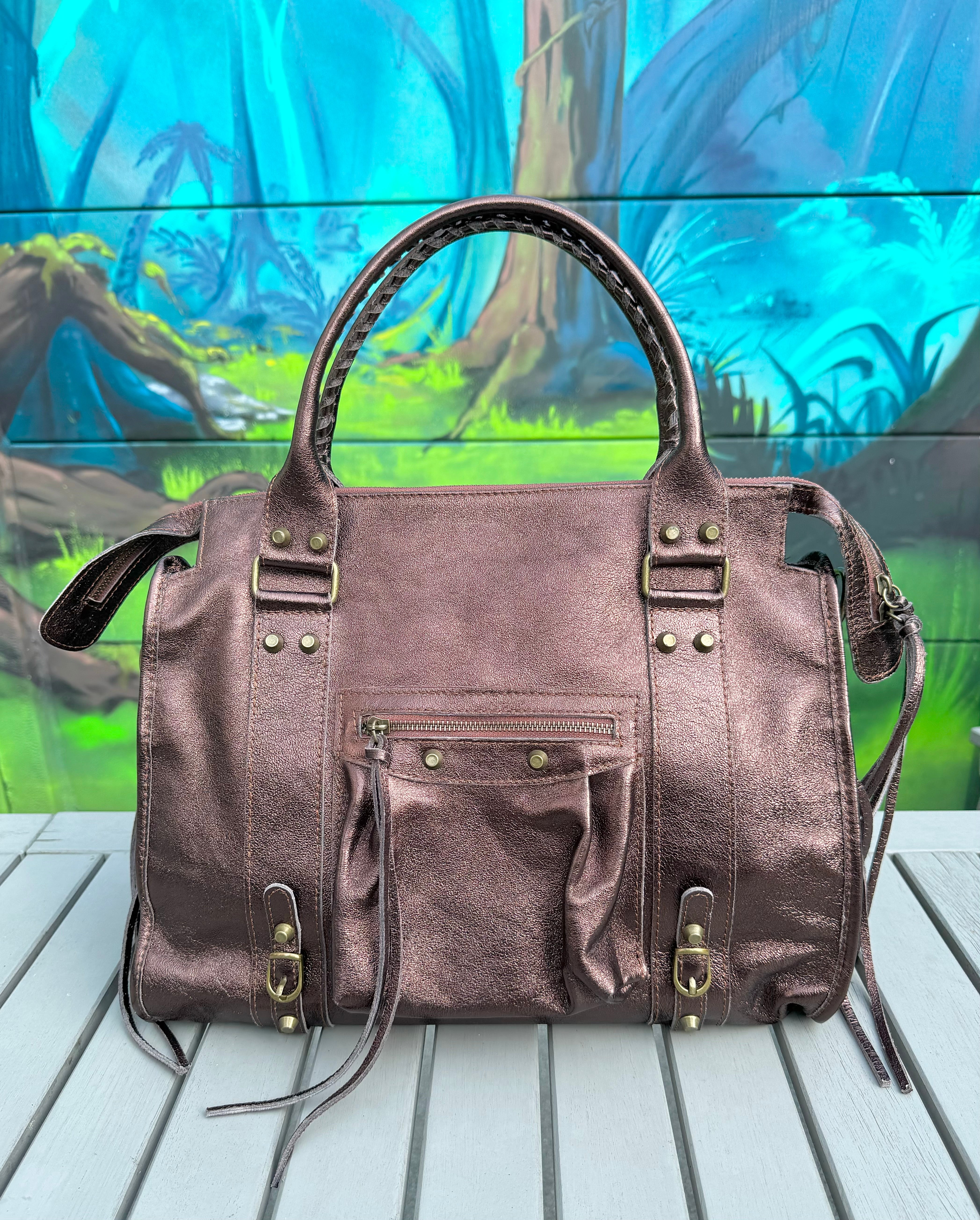 Sac Baba XL Marron en Cuir métallisé