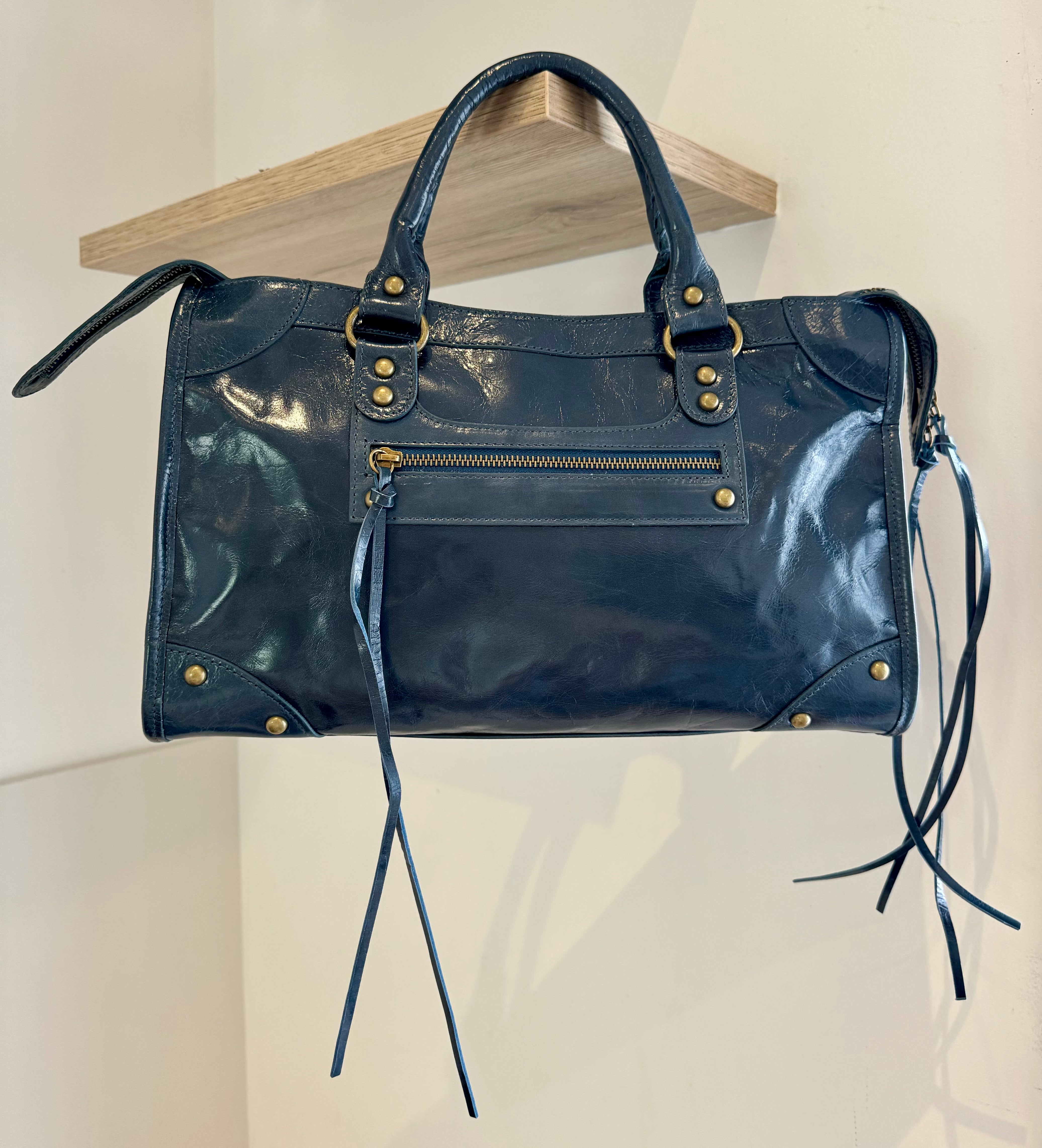 Sac Saga Bleu canard en Cuir