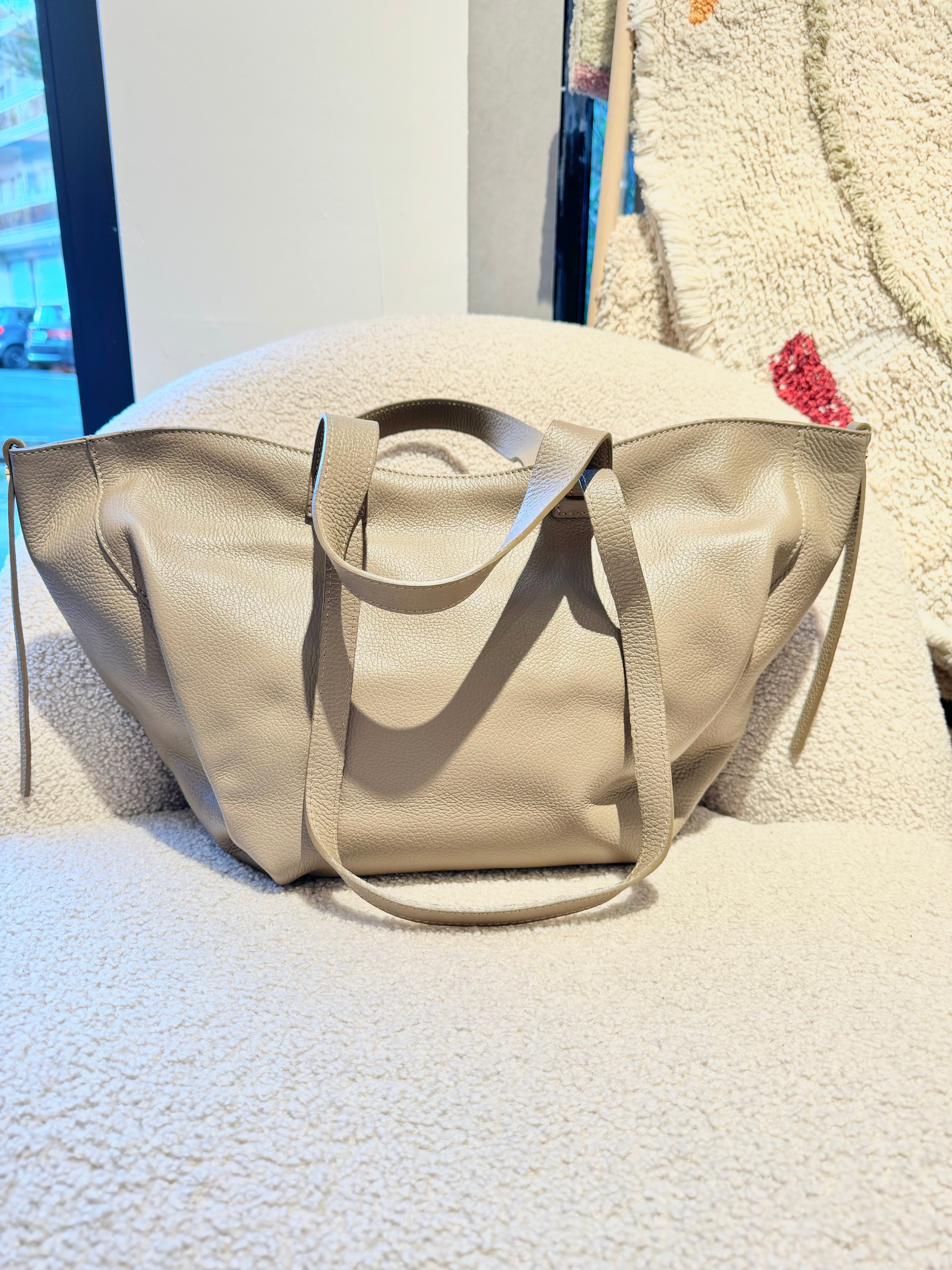 Sac Pauline en Cuir Taupe