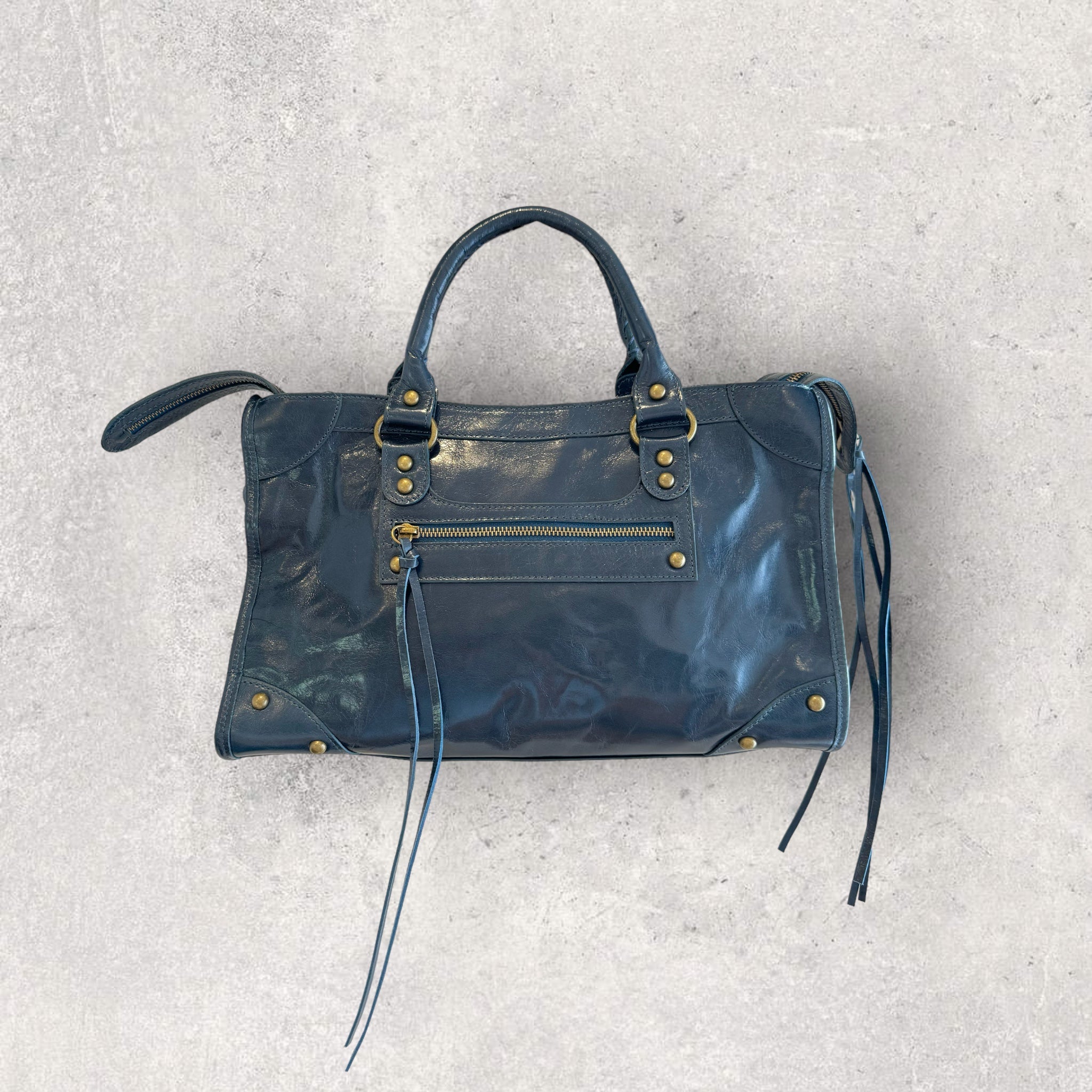 Sac Saga Bleu canard en Cuir