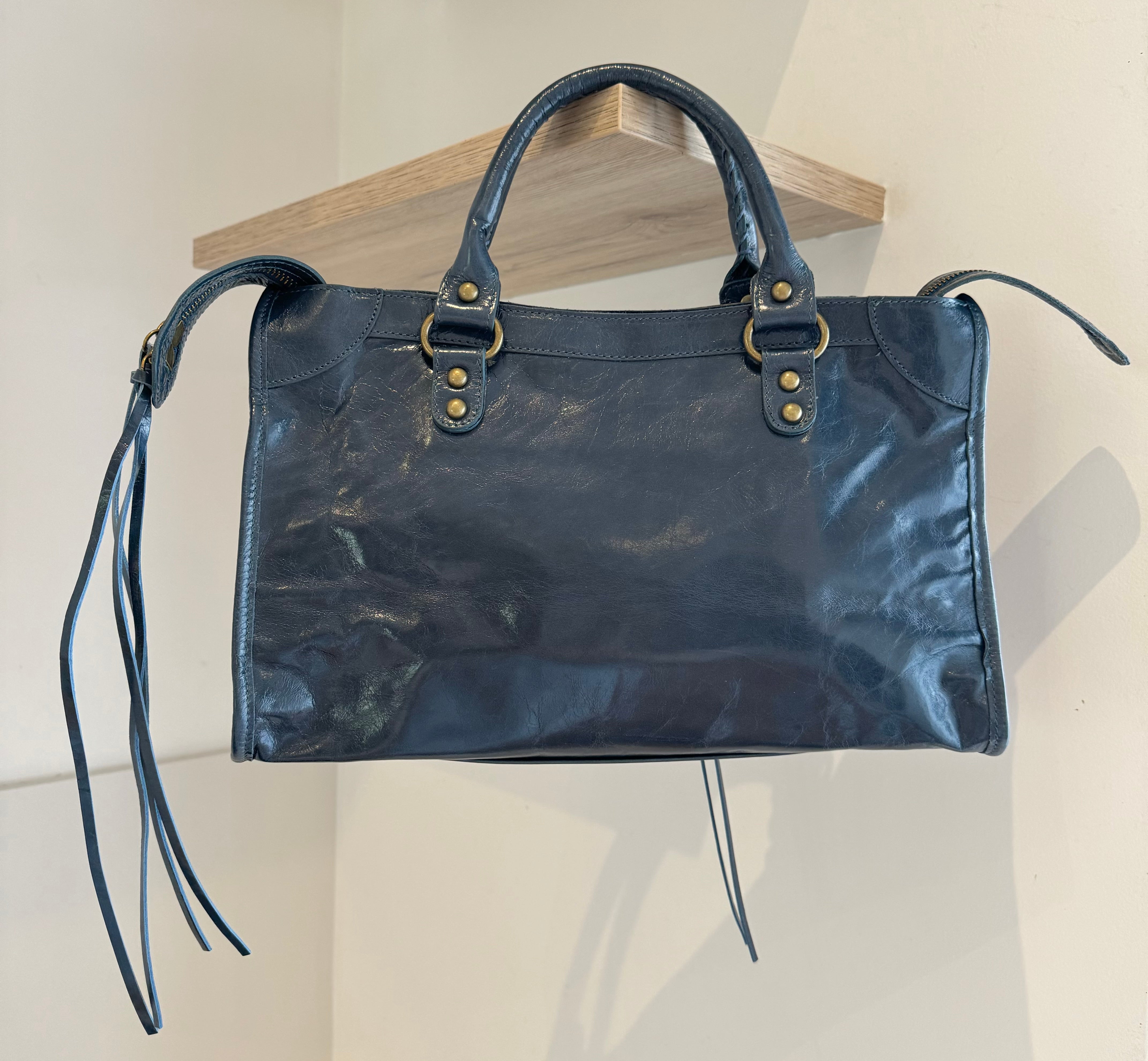 Sac Saga Bleu canard en Cuir