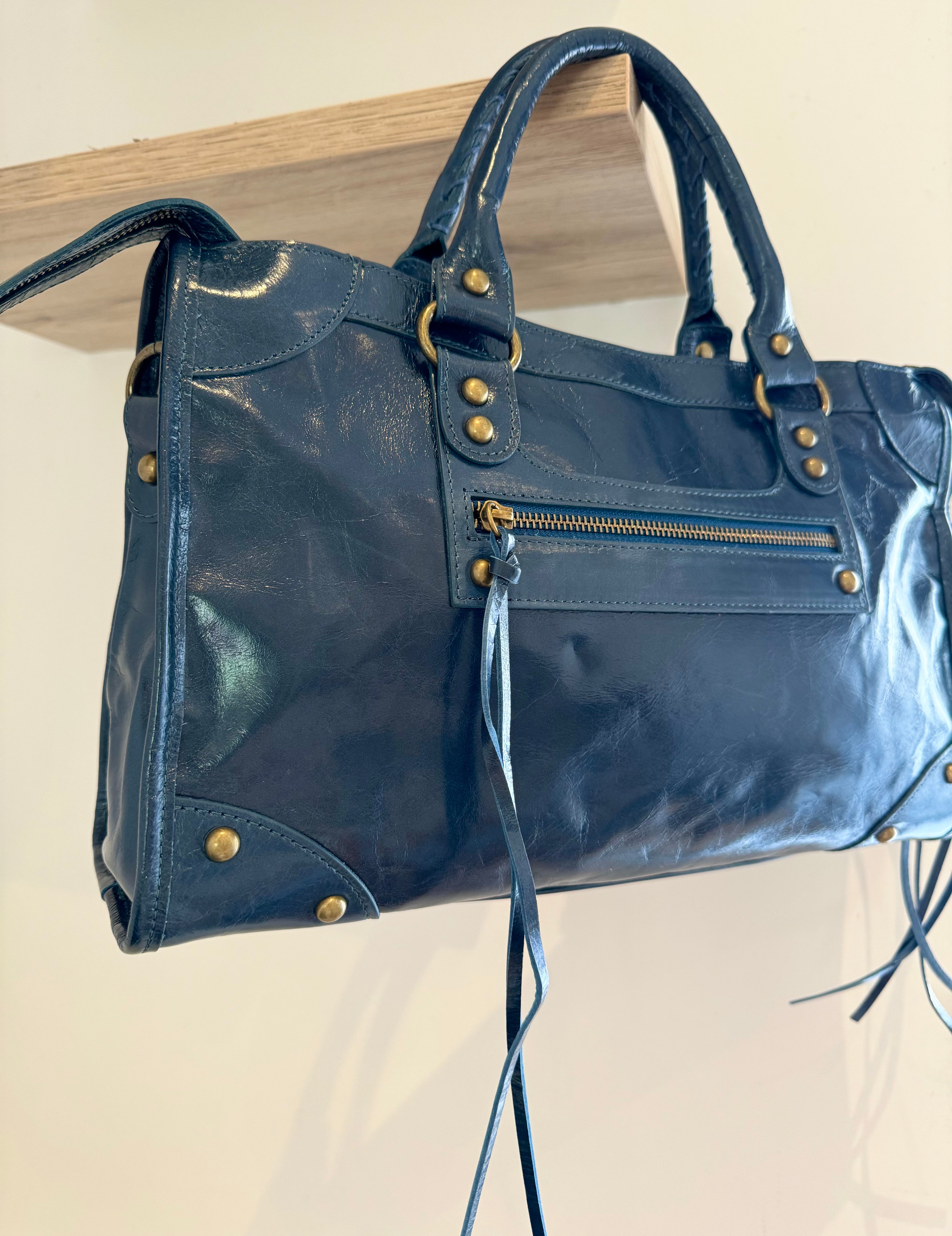 Sac Saga Bleu canard en Cuir