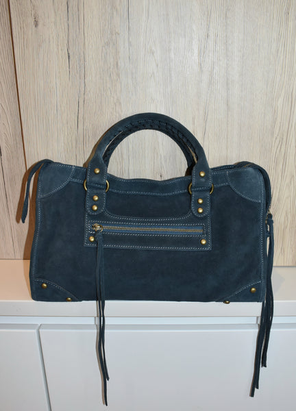 Sac Saga Bleu canard en daim Comptoirmode