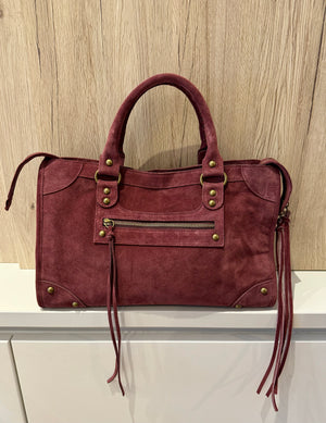 Sac Saga Bordeaux en daim