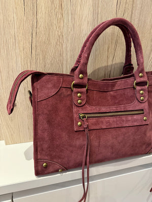 Sac Saga Bordeaux en daim