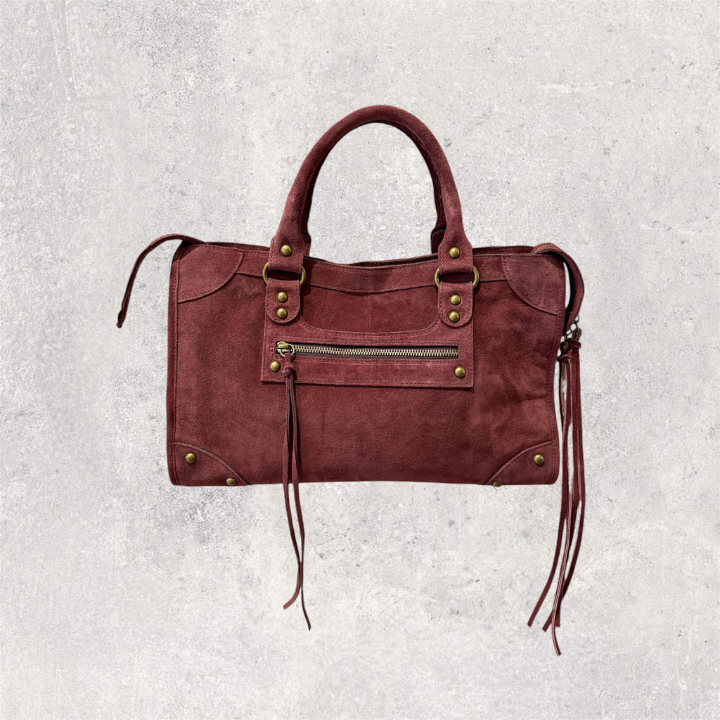 Sac Saga Bordeaux en daim