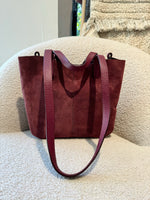 Sac Pauline en daim Bordeaux