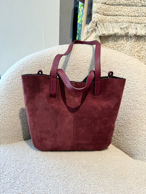 Sac Pauline en daim Bordeaux