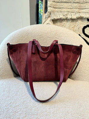 Sac Pauline en daim Bordeaux