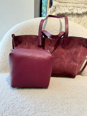 Sac Pauline en daim Bordeaux