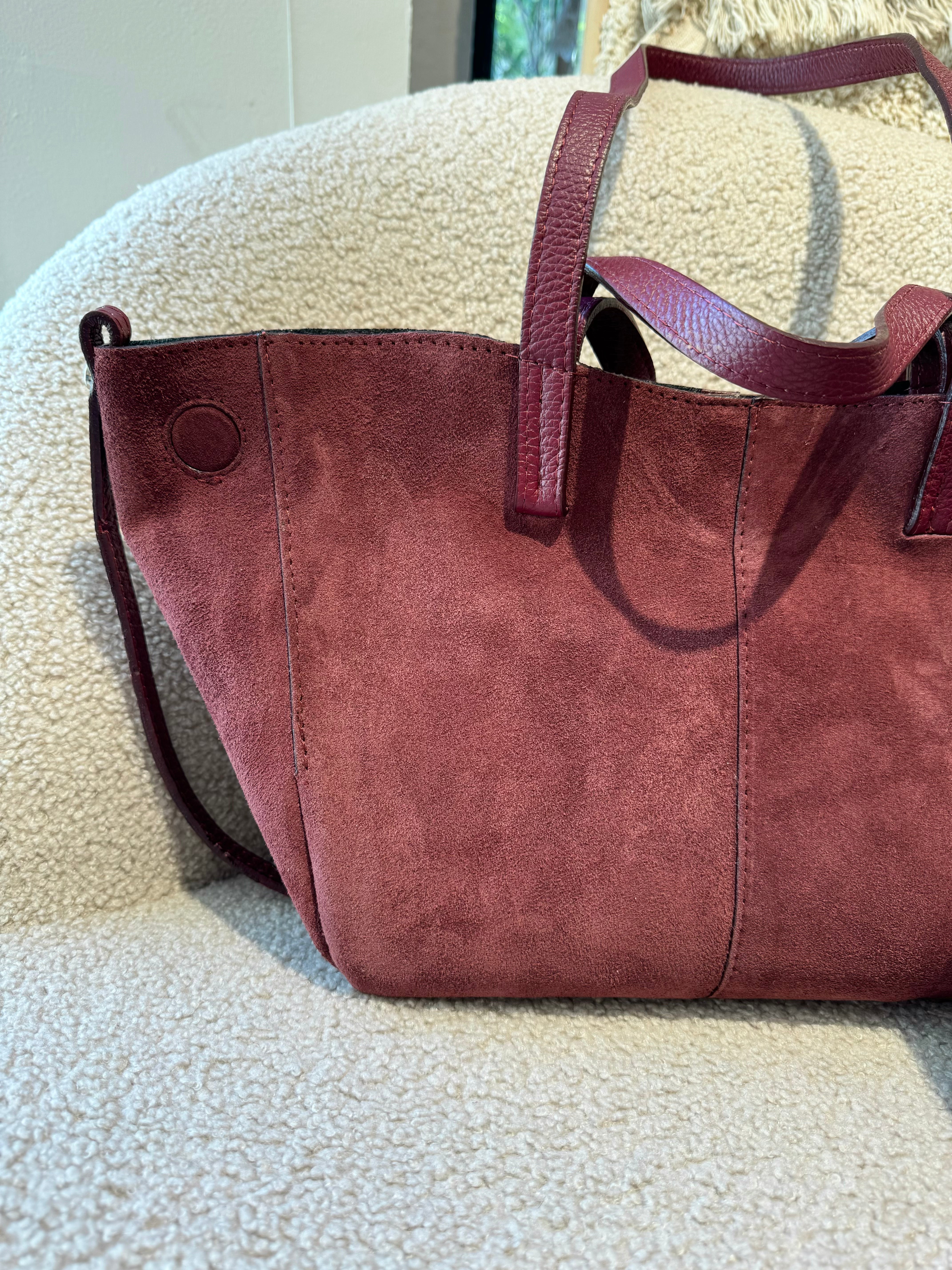 Sac Pauline en daim Bordeaux