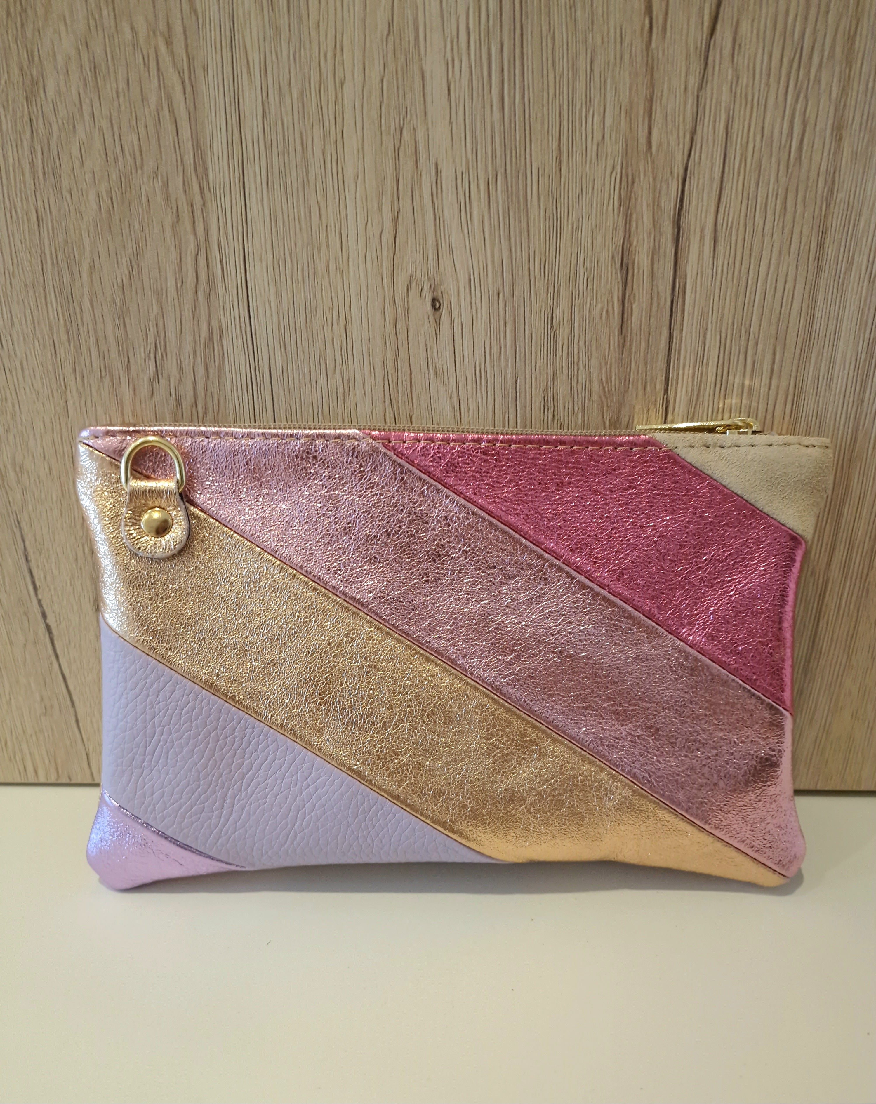 Clutch ou Pochette Aurora Multicolore en Cuir