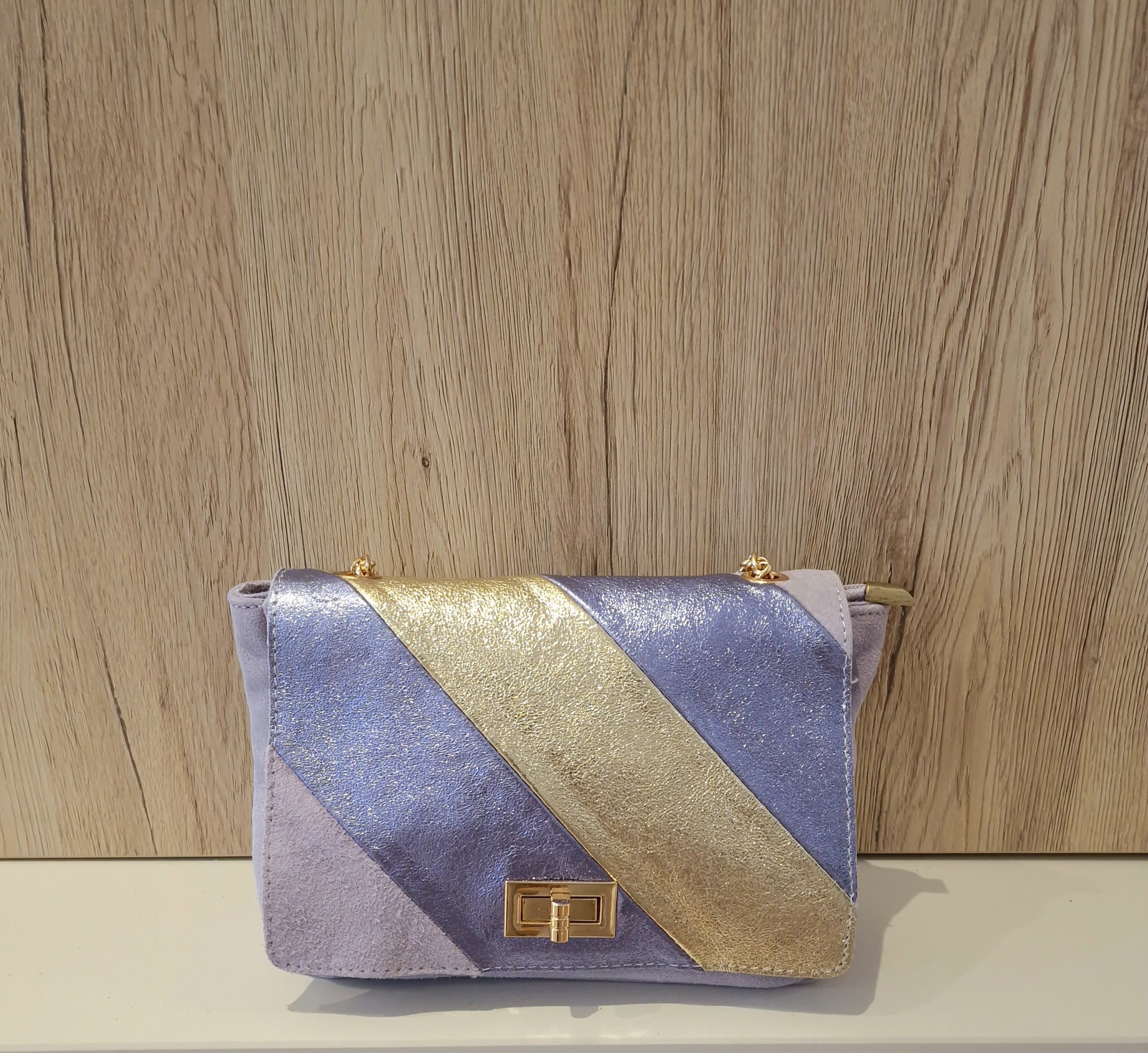 Sac Louise Mauve en Cuir & Daim