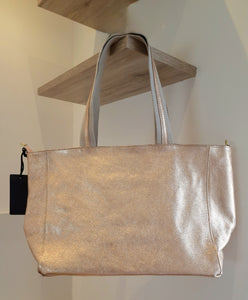 Sac Shopper Champagne en Cuir métallisé