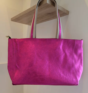 Sac Shopper Rose Fuchsia en Cuir métallisé