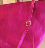 Sac Shopper Rose Fuchsia en Cuir métallisé