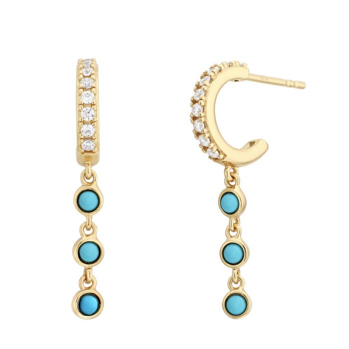 Boucles d'oreilles trio turquoise